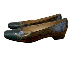 Salvatore Ferragamo Leopard Print Block Heel Patent